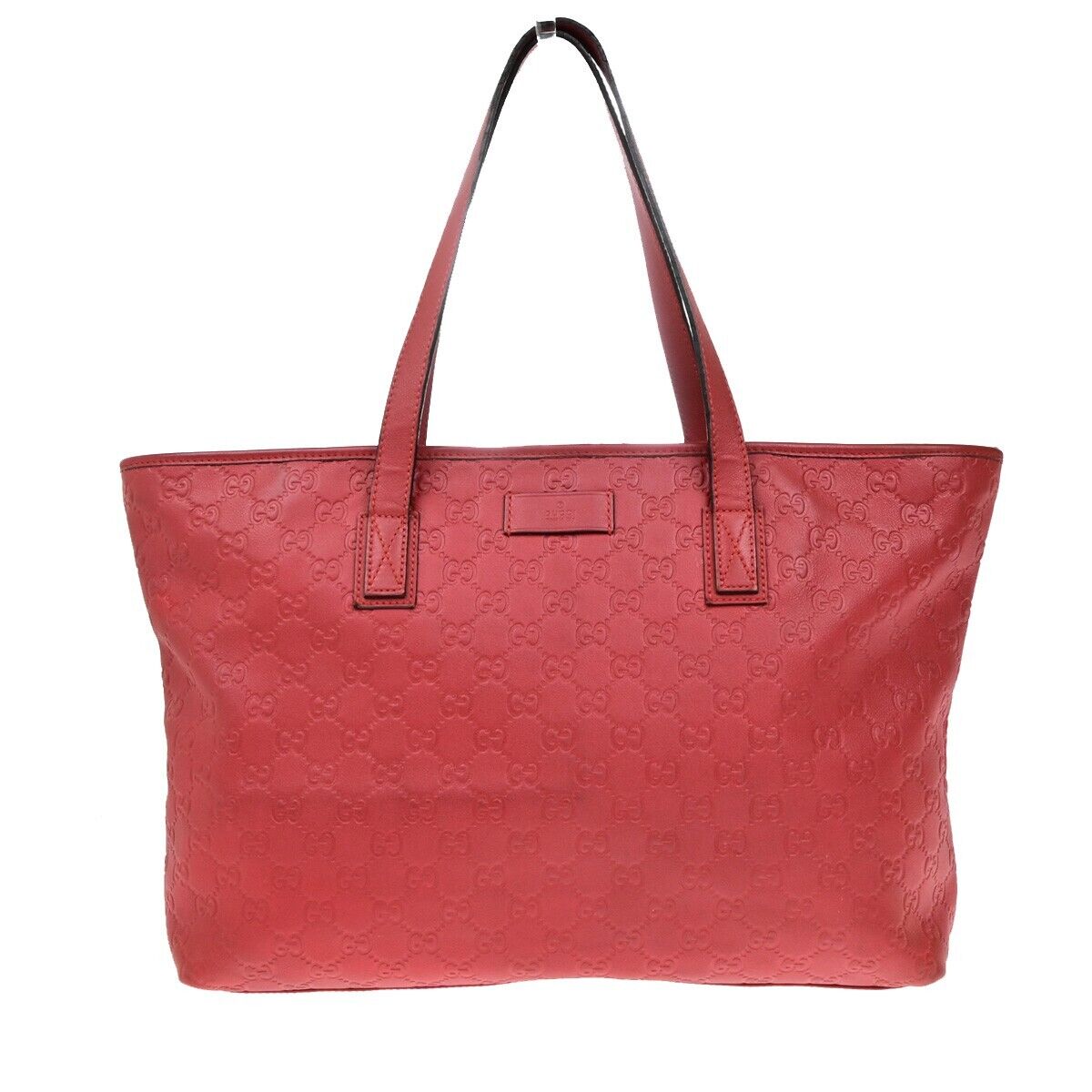 GUCCI Logo Guccissima GG Pattern Shoulder Tote  Bag Leather Red GHW 87ED994