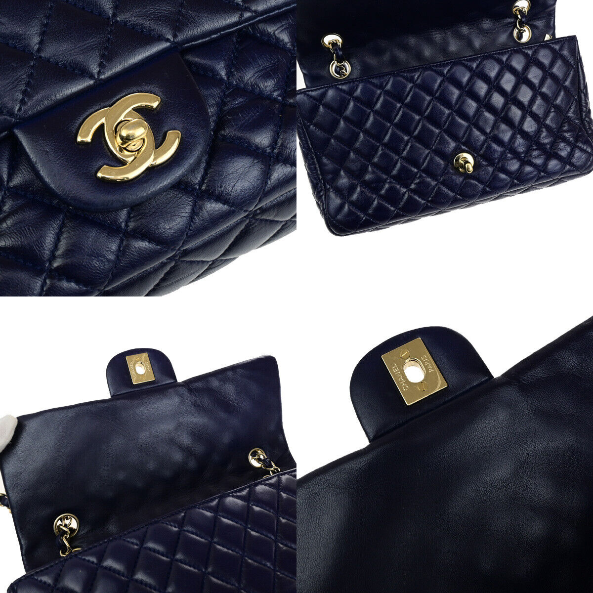 CHANEL CC Logo Valentine Matelasse Chain Shoulder Bag Leather Blue GHW 898RK737