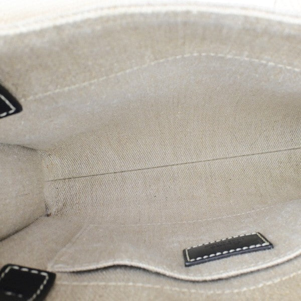 CHLOE Woody Tote Shoulder Hand Bag 2Way Canvas Leather White Navy GHW 90RK538