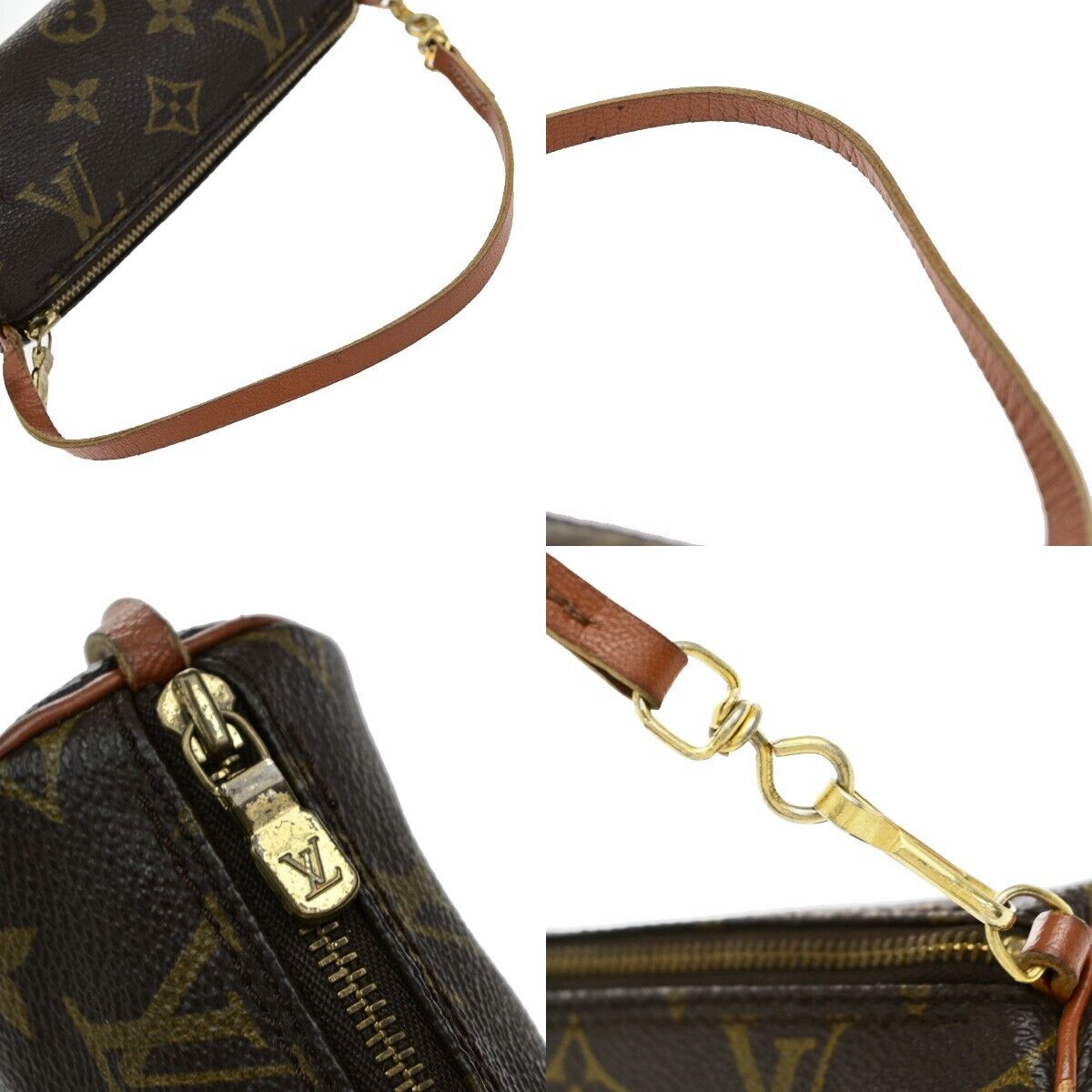 LOUIS VUITTON Logo Papillon Pouch Hand Bag Monogram Leather BN M51380 61ED968