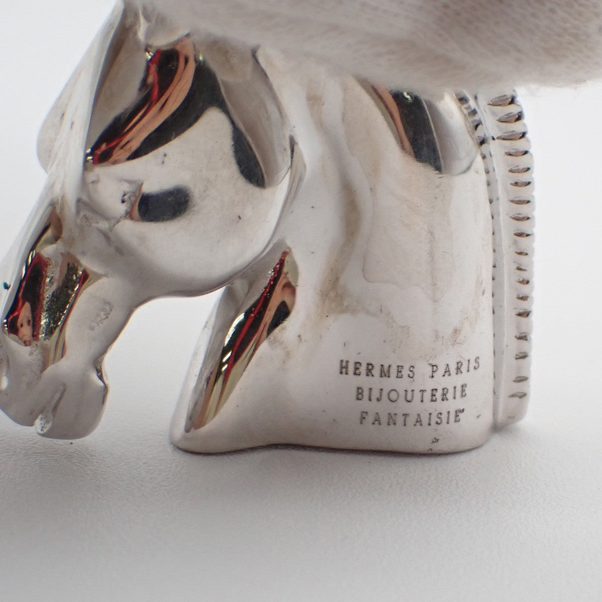 HERMES Logo Cheval Horse Necklace Pendant Top Silver Plated 31RL459