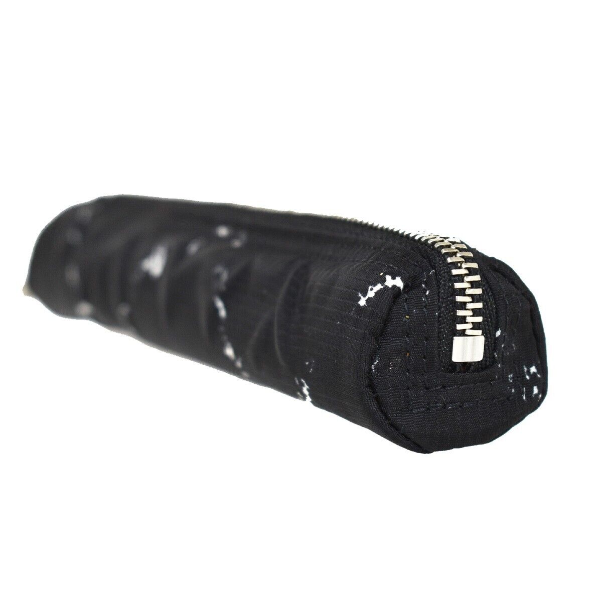 CHANEL CC Logo Travel Line Pen Case Pouch Nylon Black Silver France 05RH704