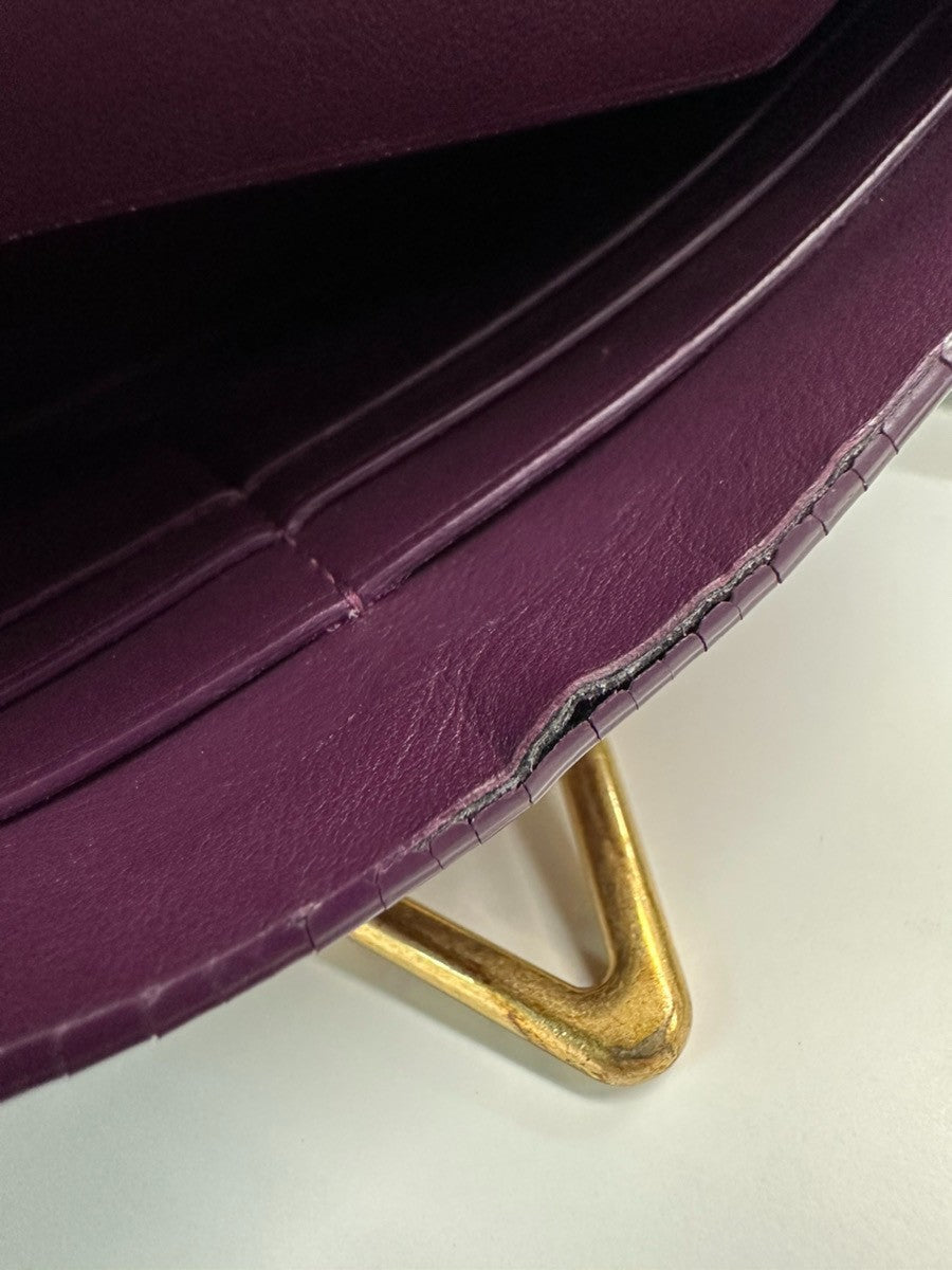 BOTTEGA VENETA Saint Germain Triangle Flap Long Wallet Leather Purple 65CA845