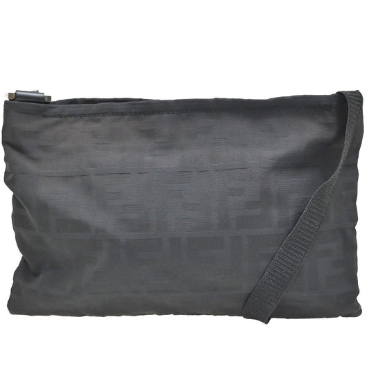 24.Live FENDI Zucca Pattern Shoulder Bag Canvas Leather Brown Black 09EG218