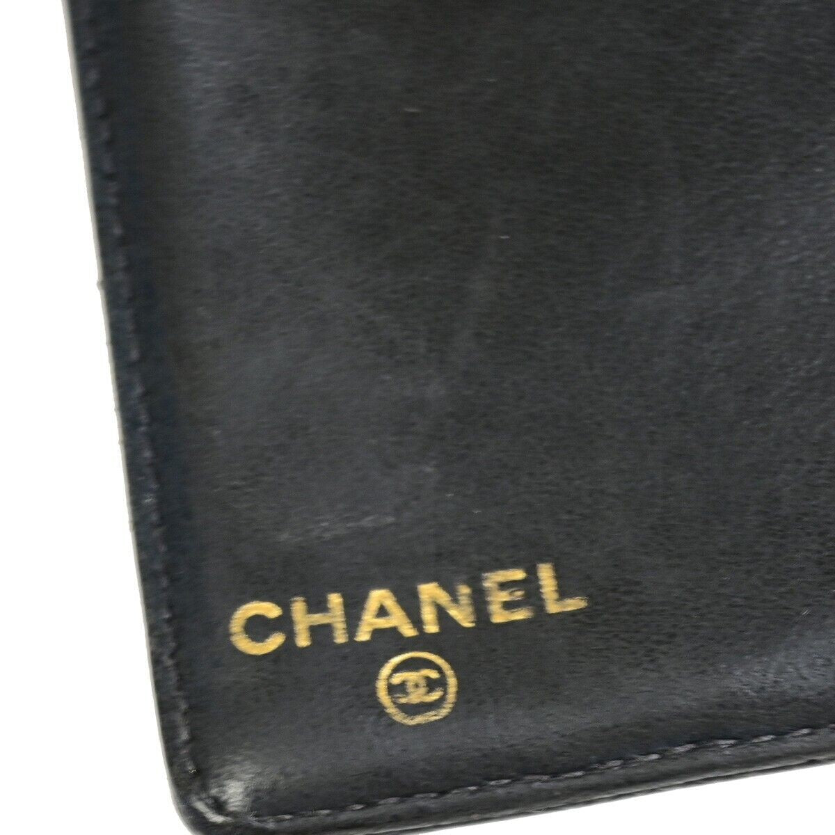 CHANEL CC Long Bifold Wallet Purse Grained Calfskin Leather Black GHW 36RK886