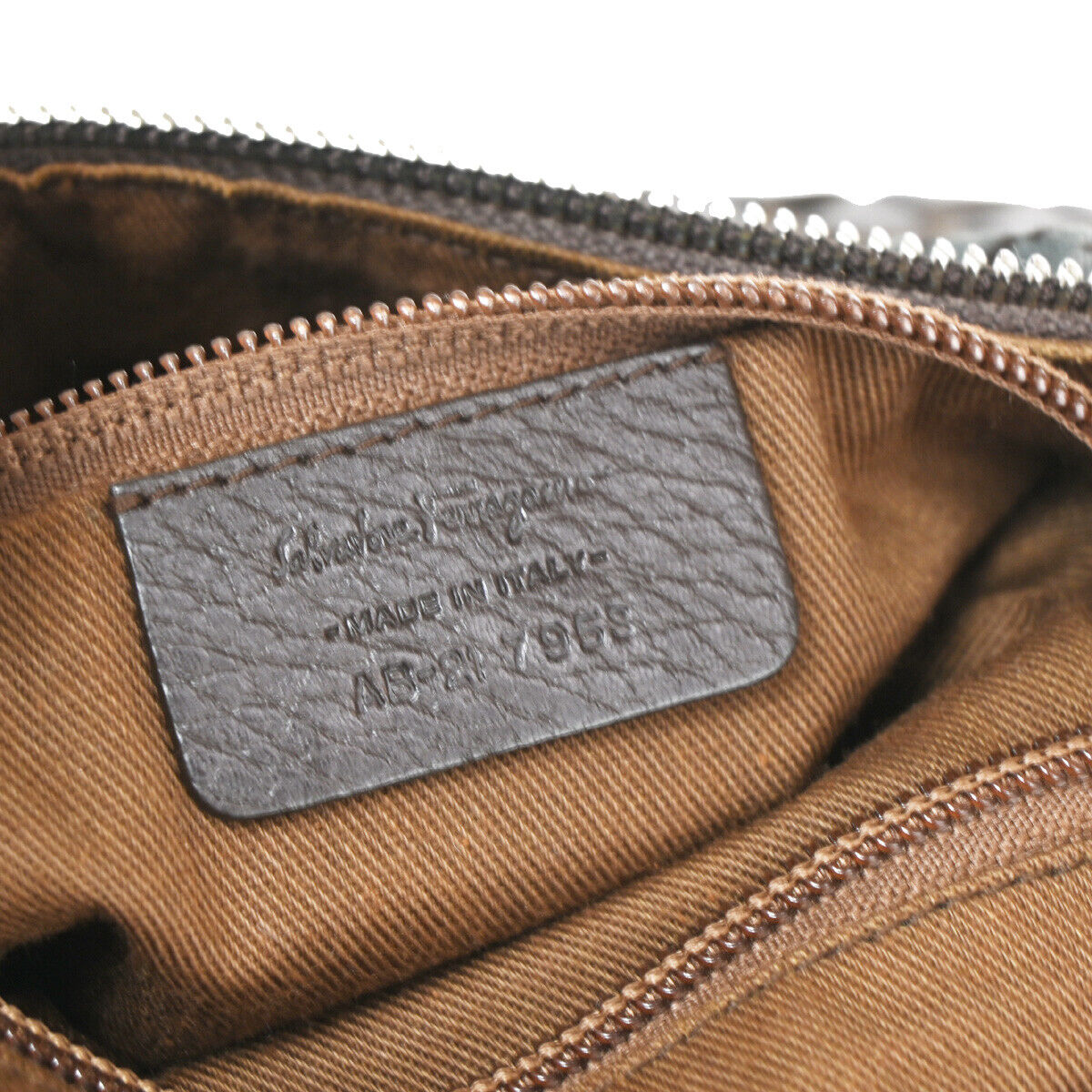 SALVATORE FERRAGAMO Gancini Shoulder Bag Canvas Leather Brown SHW Italy 04KA170