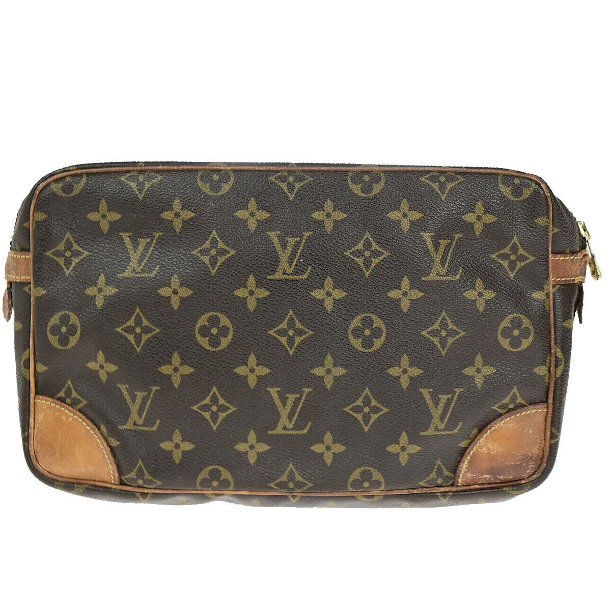 LOUIS VUITTON Compiegne 28 Clutch Hand Bag Monogram Leather Brown M51845 02YF152