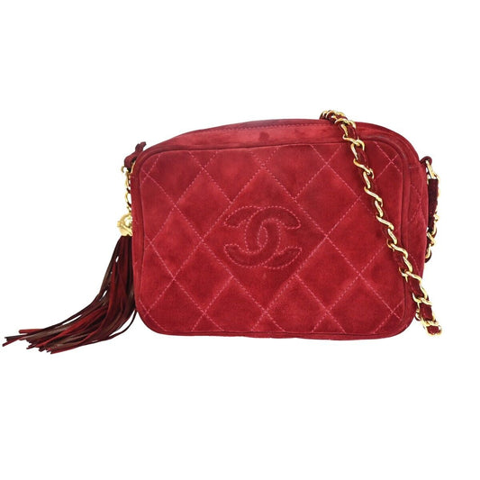 CHANEL CC Matelasse Tassel Mini Chain Shoulder Bag Suede Leather BX GHW 638FA087