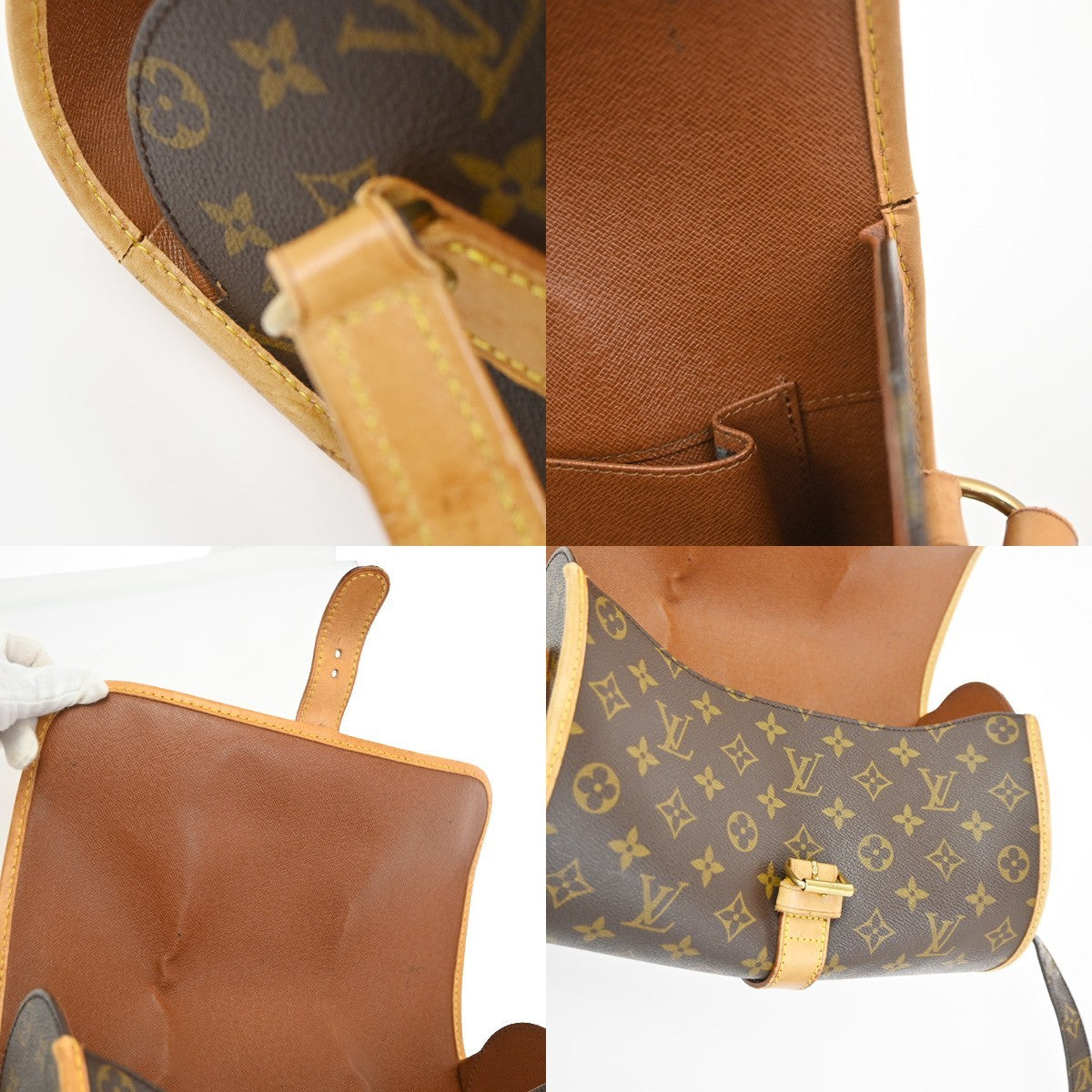 LOUIS VUITTON Logo Marne Shoulder Bag Monogram Leather Brown M51369 70YH918