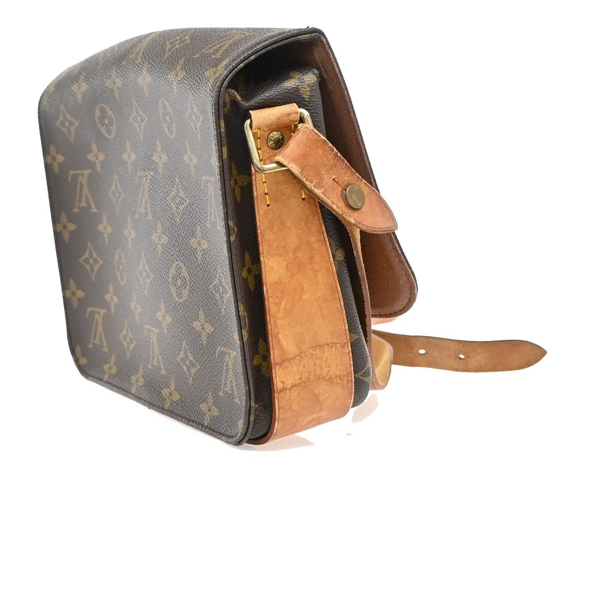 LOUIS VUITTON Cartouchiere MM Shoulder Bag Monogram Leather Brown M51253 64EF845