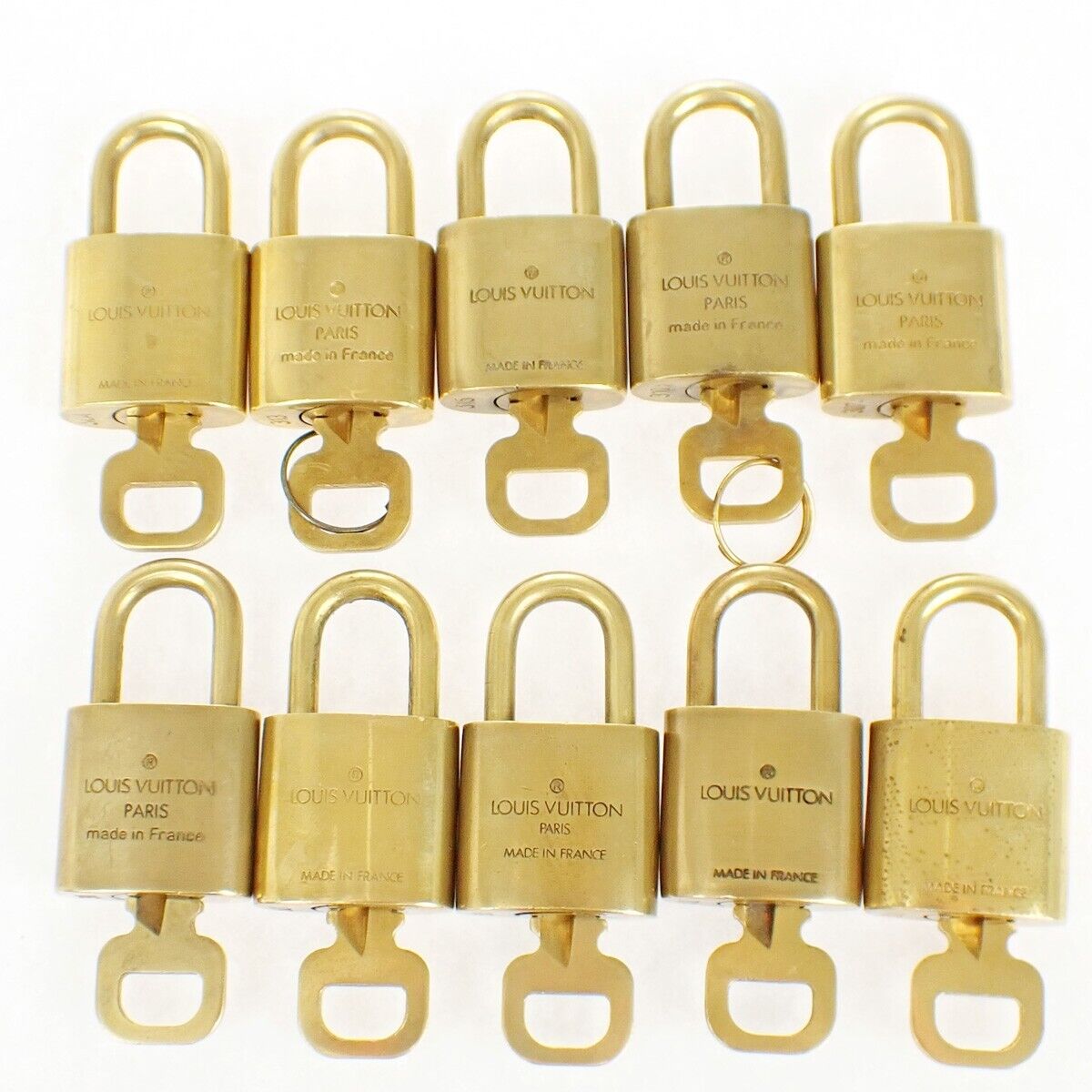 LOUIS VUITTON LV 10 Set  Padlock Key Bag Charm Cadena Gold Plated France 37YF798