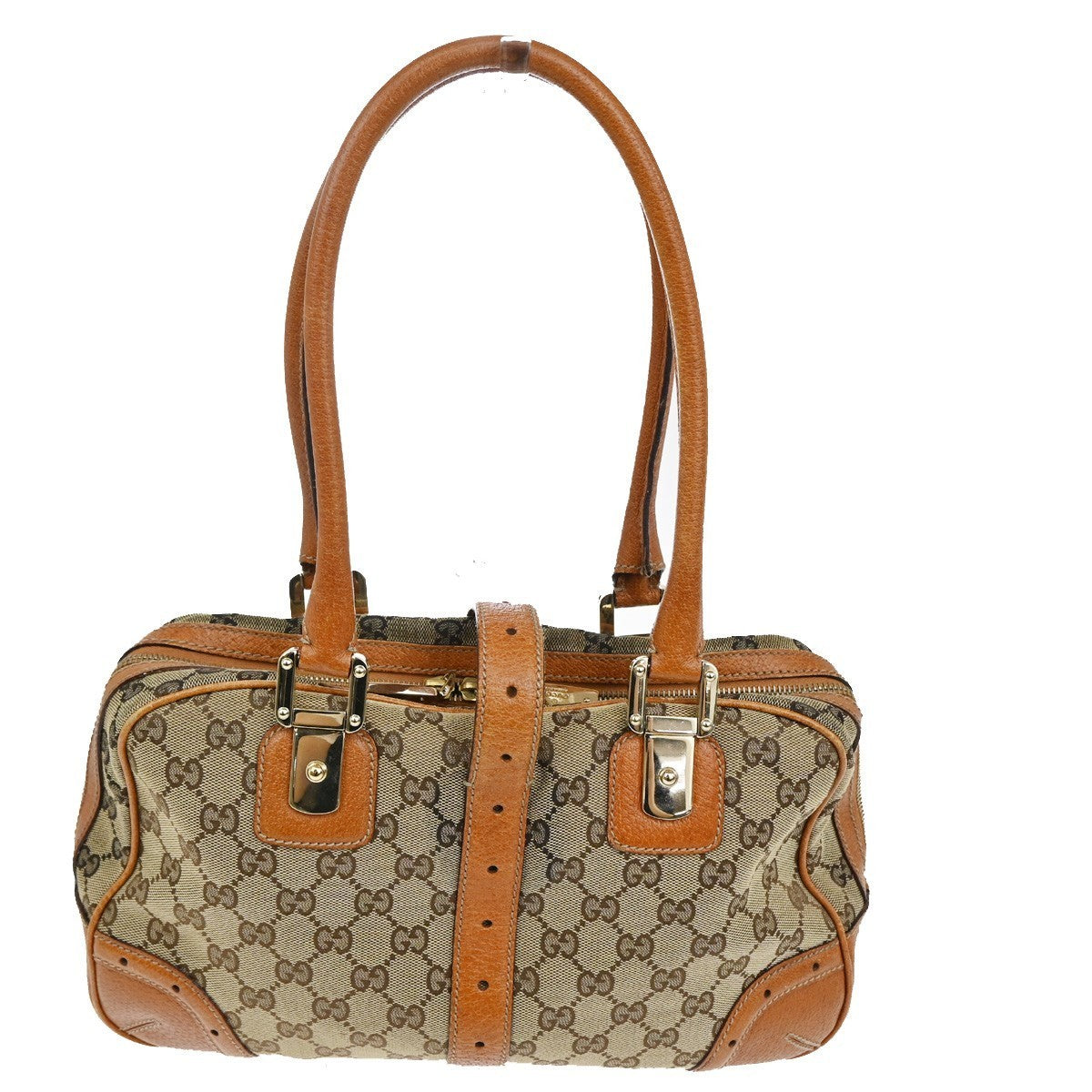 GUCCI GG Pattern Shoulder Tote Bag Canvas Leather Brown GHW Italy 80TA329