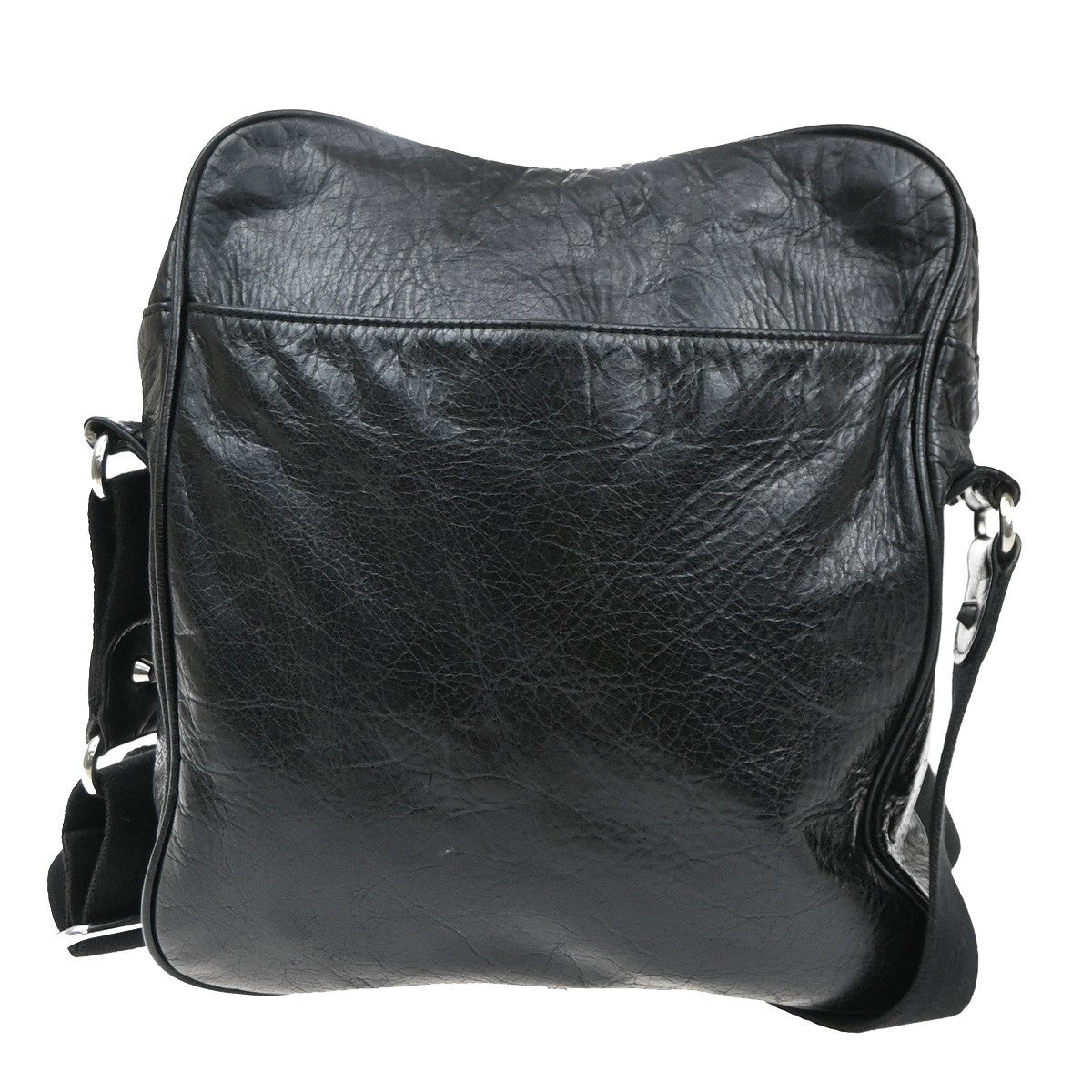 BALENCIAGA Logo Shoulder Hand Messenger Bag Leather Canvas Black 15CB003