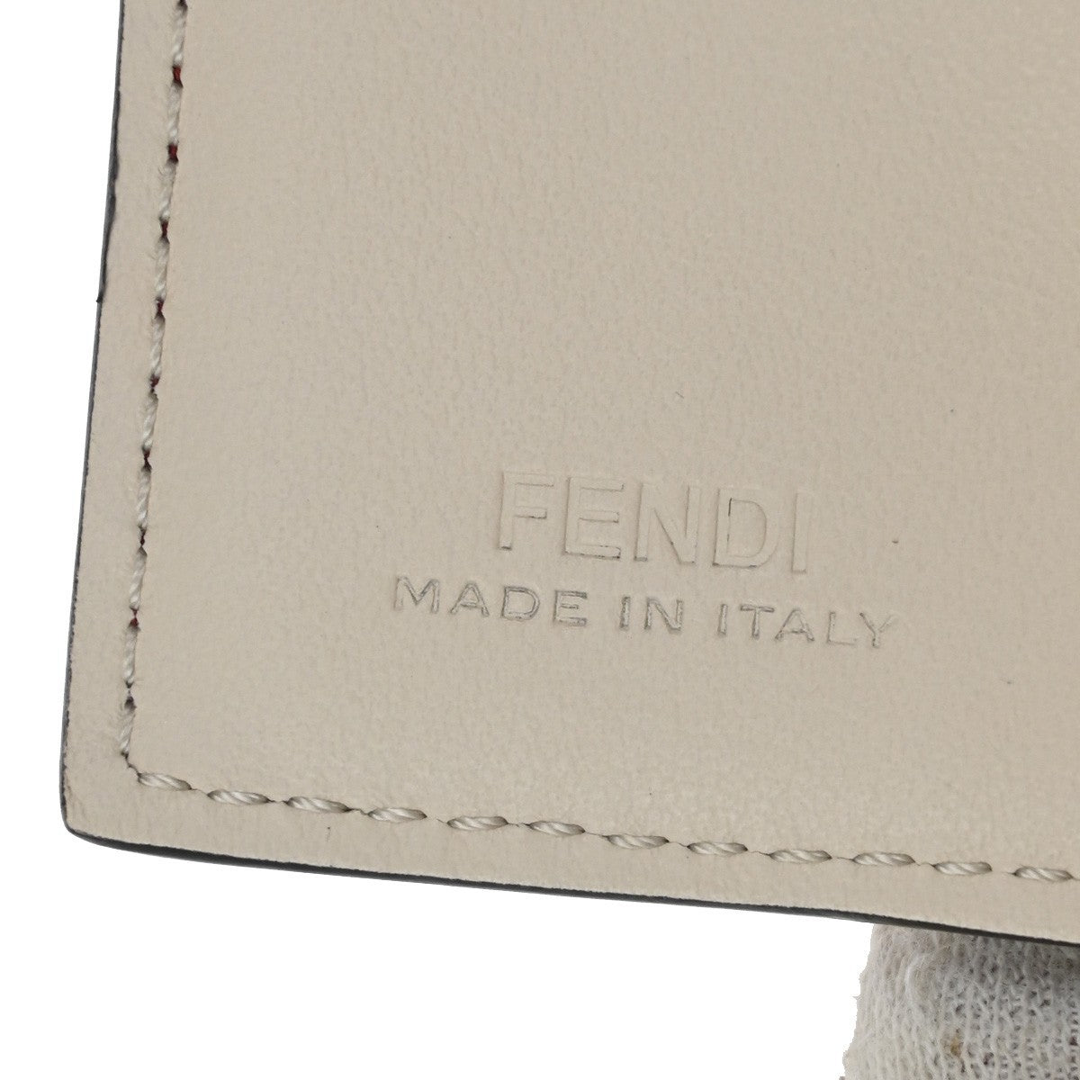 FENDI Logo Peekaboo Compact Trifold Wallet Purse Leather Red GHW Italy 30KB578
