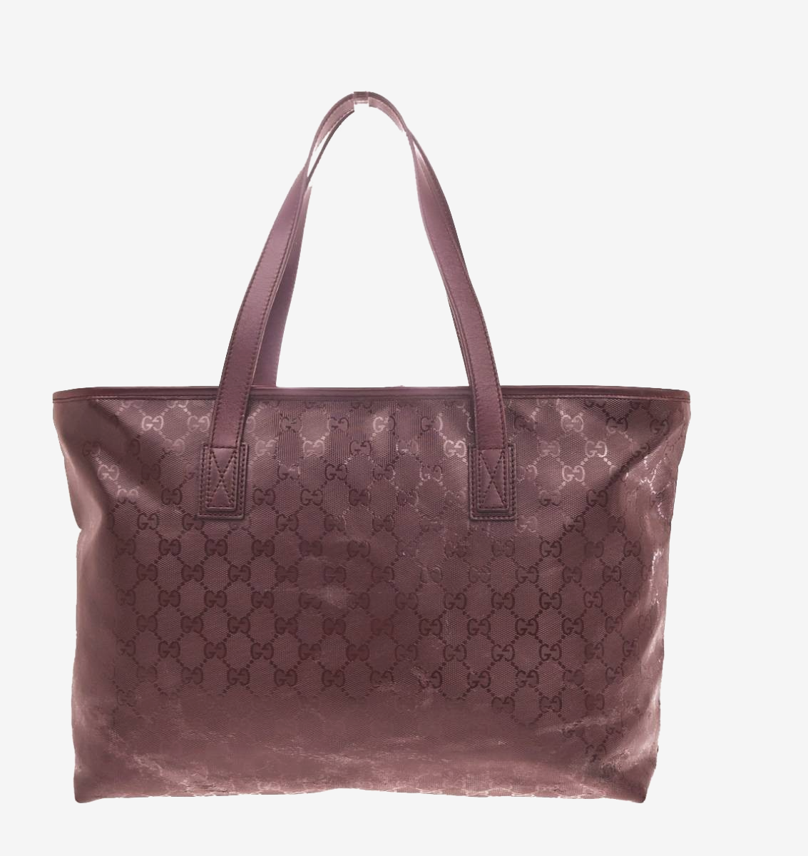 GUCCI Logo GG Pattern Imprime Shoulder Tote Bag PVC Leather Burgundy Red 31MA441