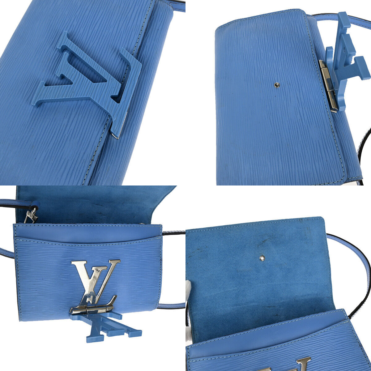 LOUIS VUITTON LV Pochette Louise PM Mini Shoulder Bag Epi Light Blue 10YF390