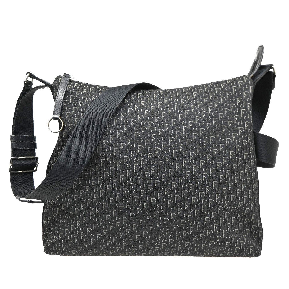 CHRISTIAN DIOR Logo Trotter Pattern Messenger Bag Canvas Leather BK SHW 79CA476