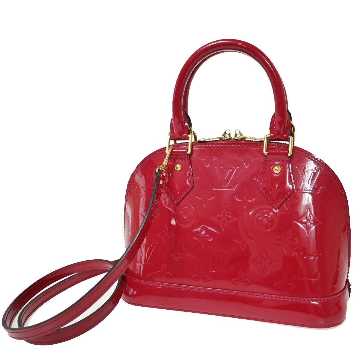 LOUIS VUITTON Alma BB Hand Bag Monogram Vernis Rouge Grenadine M91698 24YE215