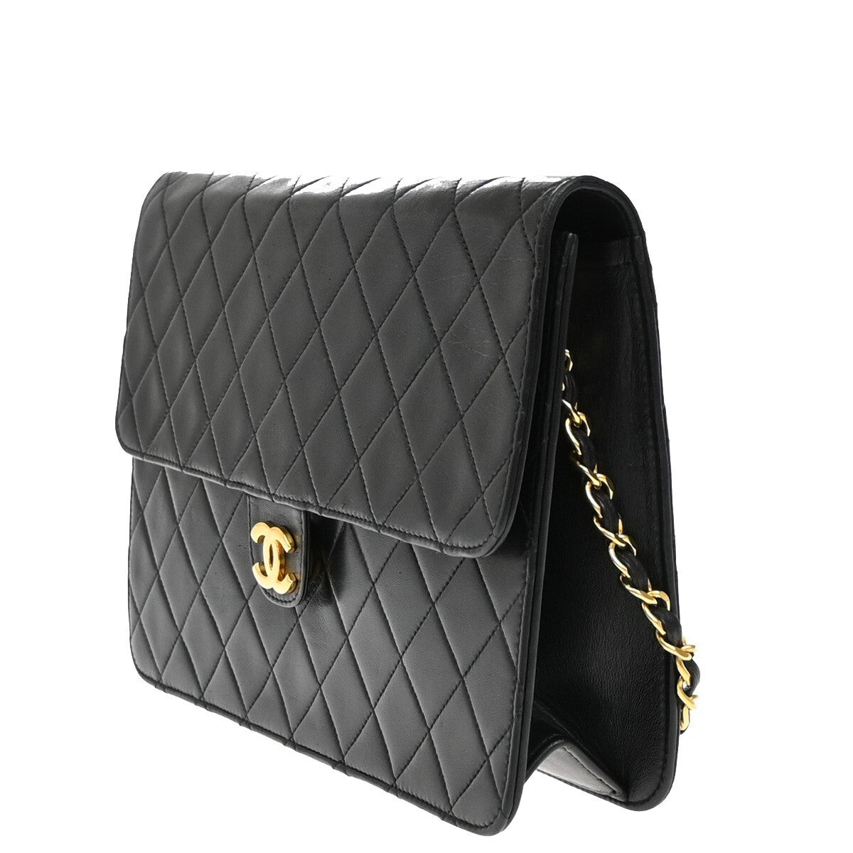 CHANEL CC Logo Matelasse 25 Chain Shoulder Bag Leather Black GHW 675RF301