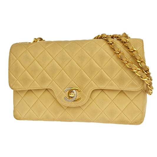 CHANEL CC Double Flap Paris Matelasse 23 Chain Shoulder Bag Leather BE 361RH385
