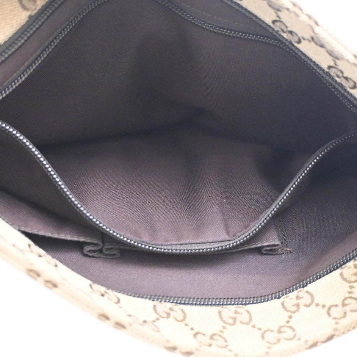 GUCCI Logo GG Pattern Web Messenger Bag Canvas Leather Brown SHW Italy 76KC193