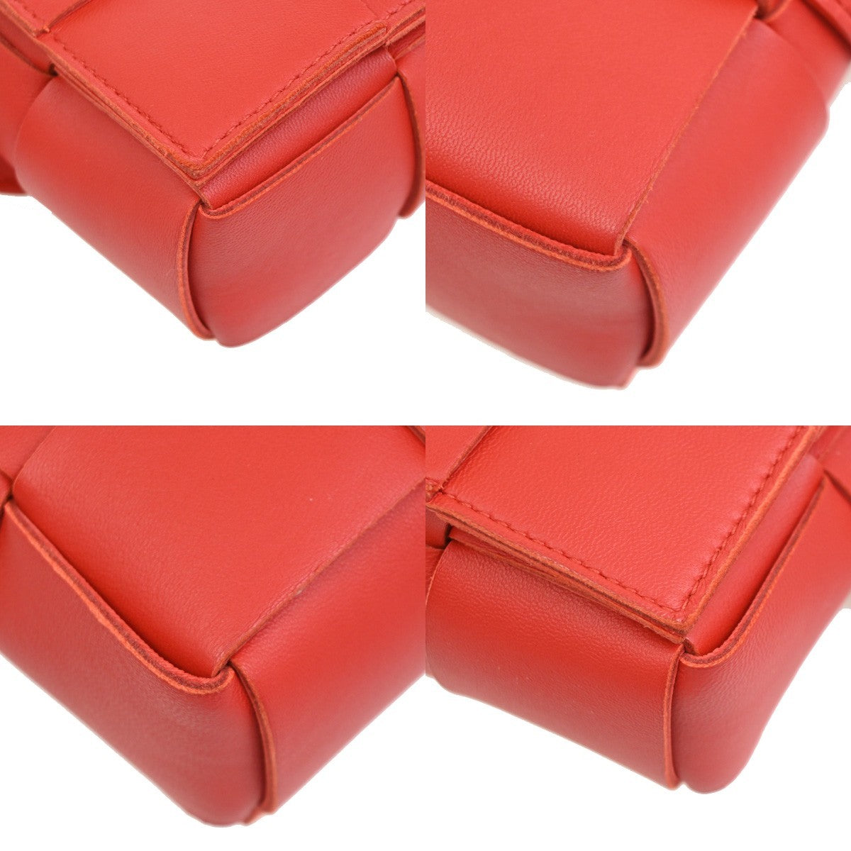 BOTTEGA VENETA Logo Cassette Maxi Intrecciato Bum Bag Leather Red Italy 91RQ040