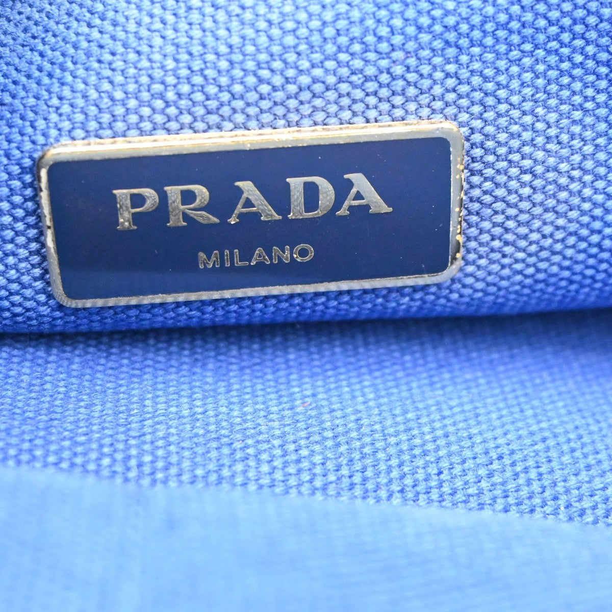 PRADA Logo CANAPA Mini Hand Bag Canvas Leather Blue GN GHW 61CB055