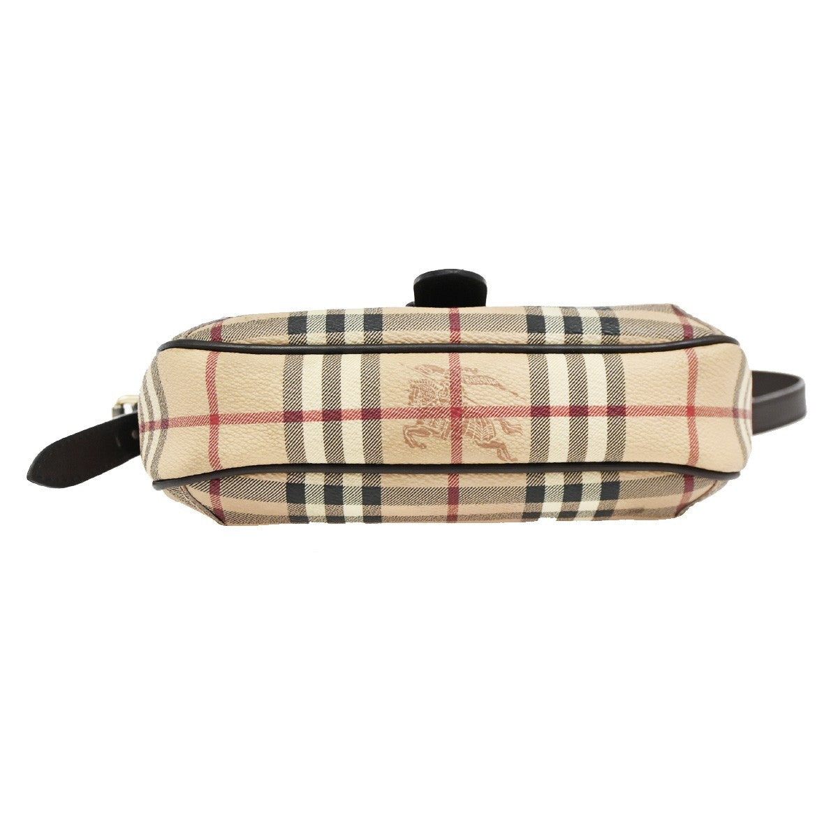 BURBERRY Logo Nova Check Shoulder Bag PVC Leather Beige Black GHW Italy 32DA066