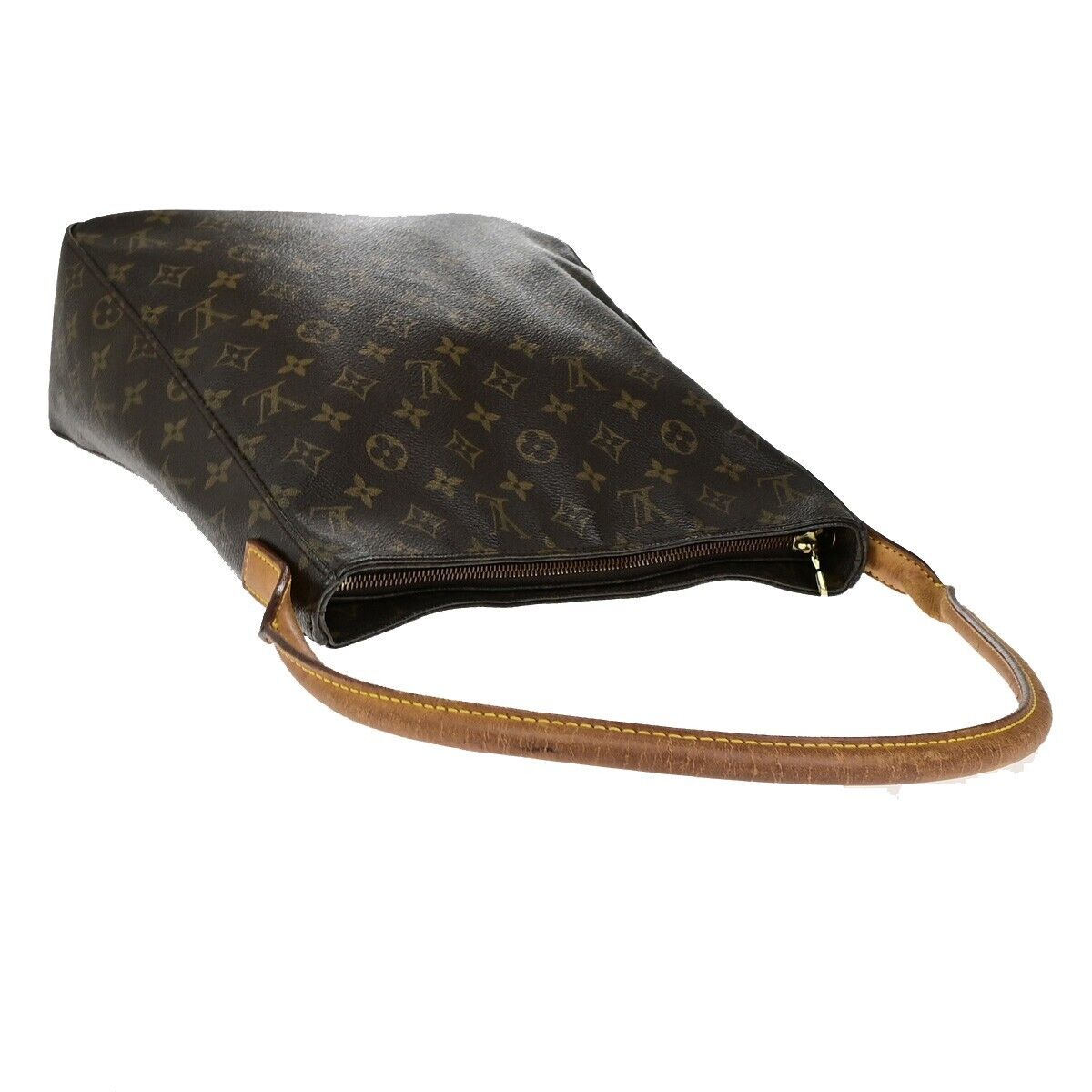 LOUIS VUITTON Logo Looping GM Shoulder Bag Monogram Leather Brown M51145 31ED250