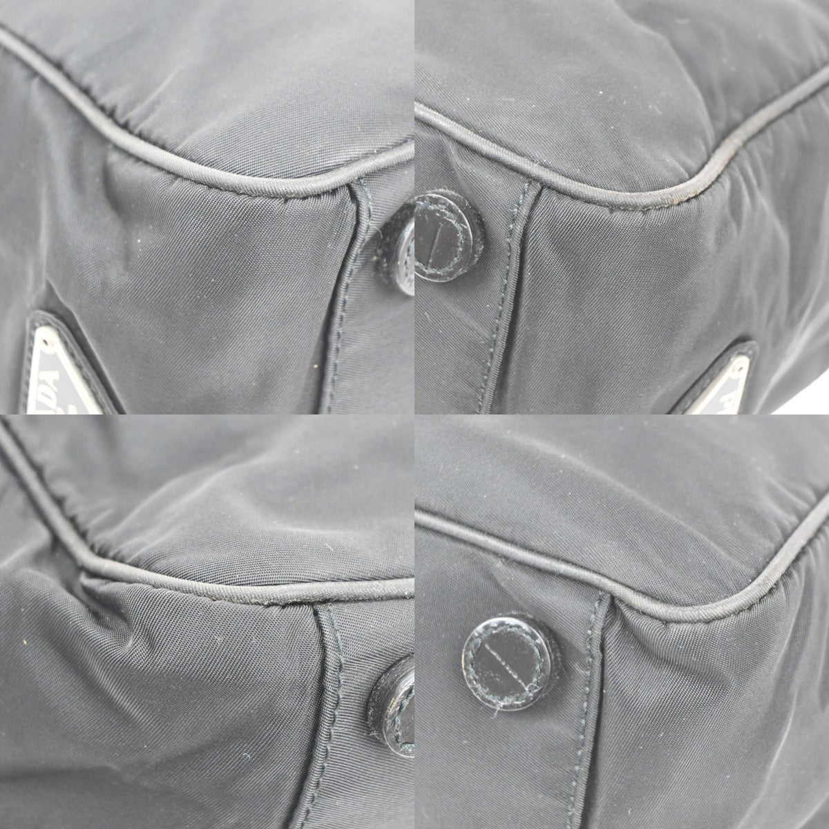 PRADA Logo Tessuto Shoulder Tote Hand Bag Nylon Leather Black Italy 69MA401