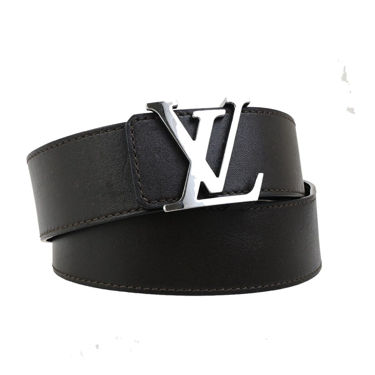 LOUIS VUITTON Ceinture Initiales Belt Leather Brown 85/34 Spain M9887 33FB327