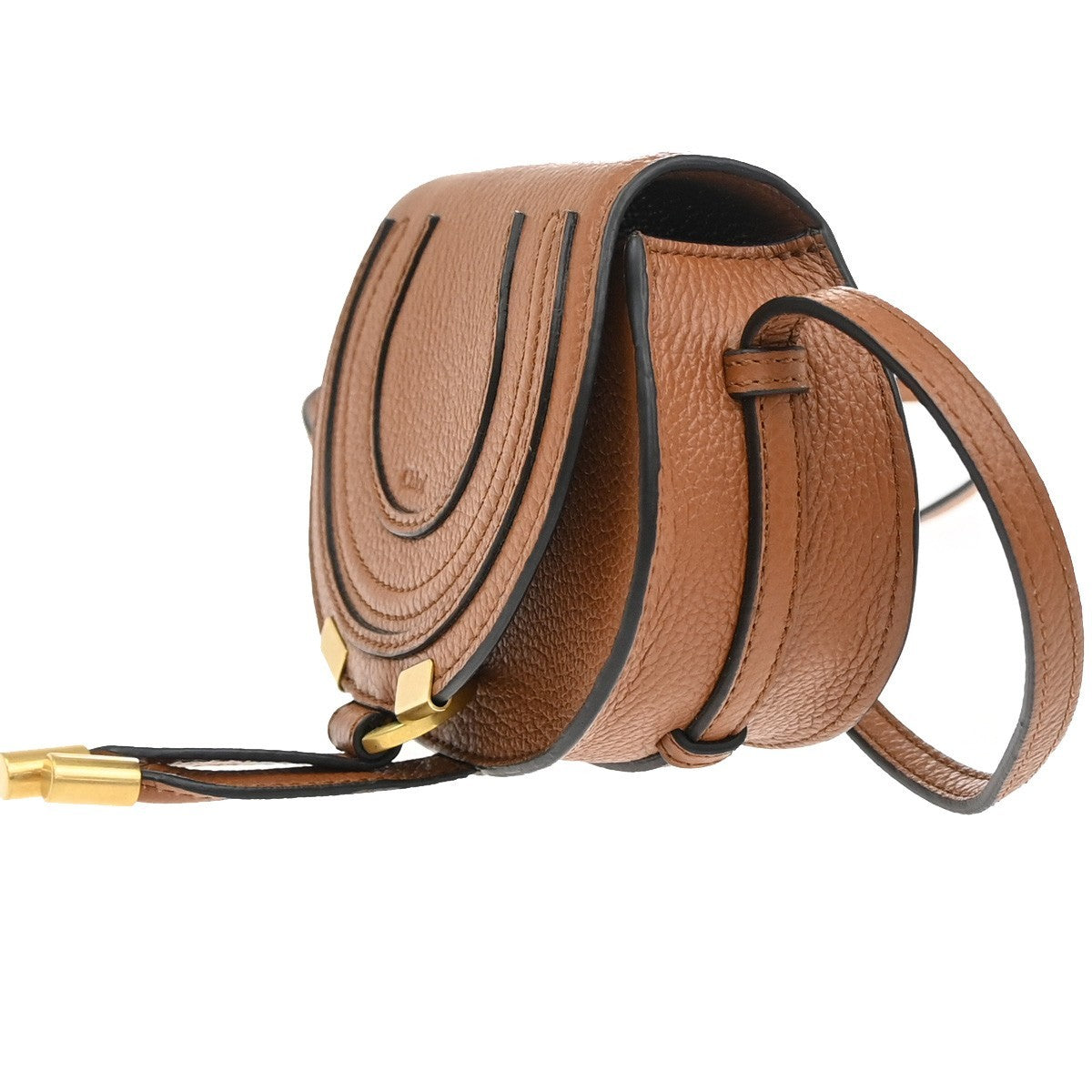 CHLOE Logo Mini Marcie Crossbody Shoulder Bag Leather Brown Spain 16RF819