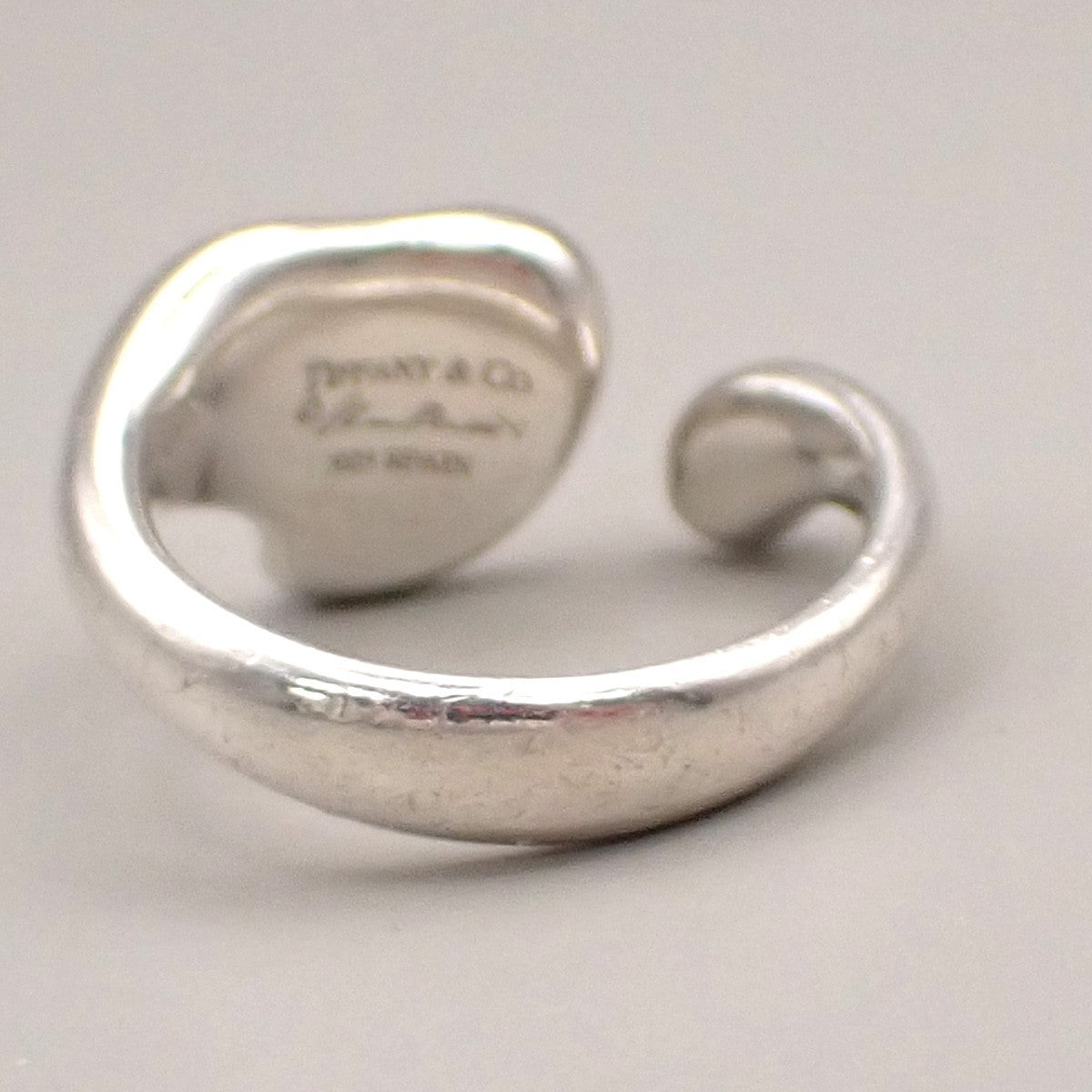 TIFFANY&Co. Logo Full Heart Diamond Ring Silver 925 Elsa Peretti Spain 08KC937