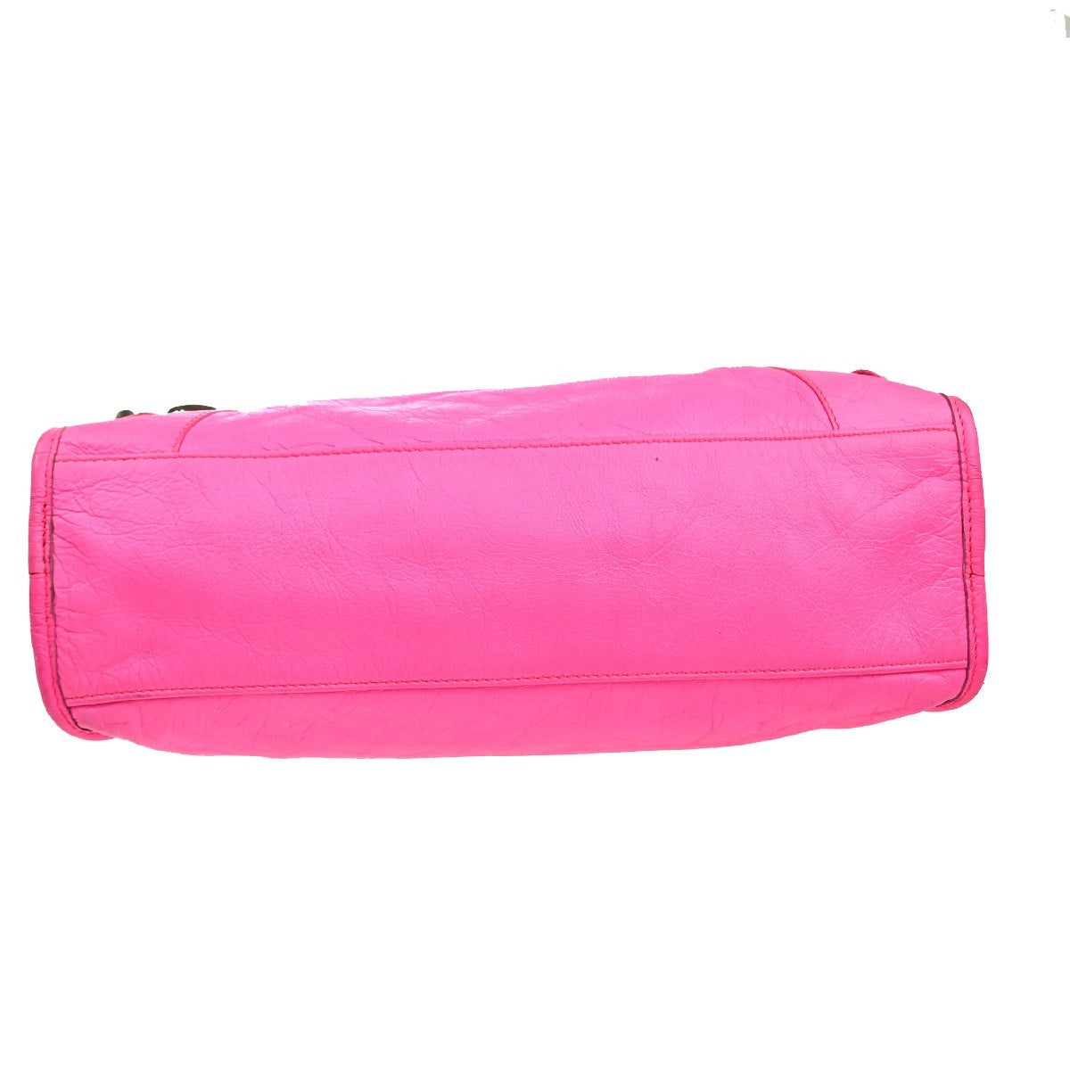 BALENCIAGA City 2Way Shoulder Hand Bag Leather Neon Pink SHW 689RP122
