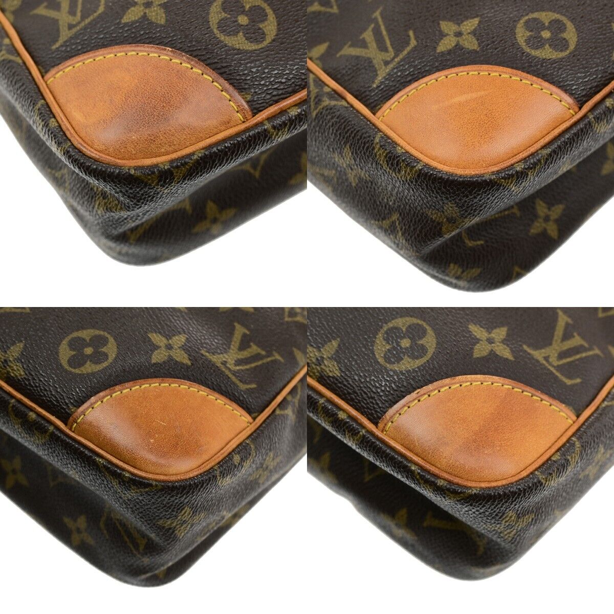 LOUIS VUITTON Logo Danube MM Shoulder Bag Monogram Leather Brown M45264 31ED451