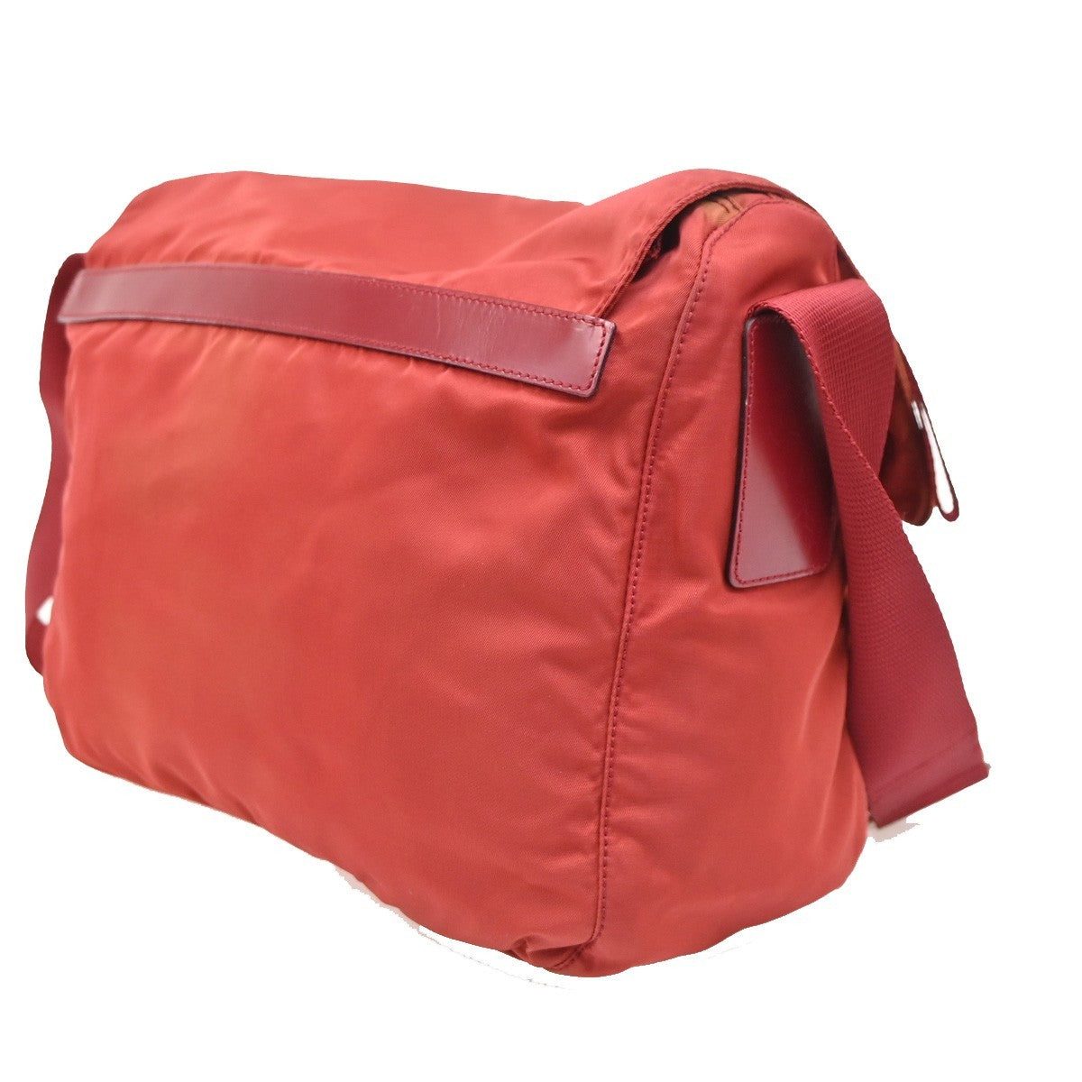 PRADA Logo Tessuto Messenger Shoulder Bag Nylon Leather Red SHW Italy 30KD109