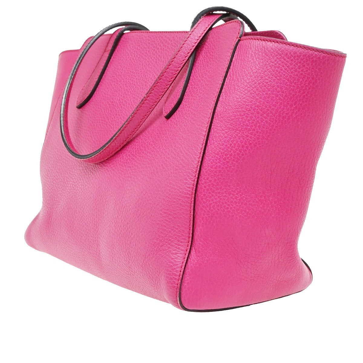GUCCI Logo Swing Shoulder Tote Bag Leather Pink GHW Italy 83KP493