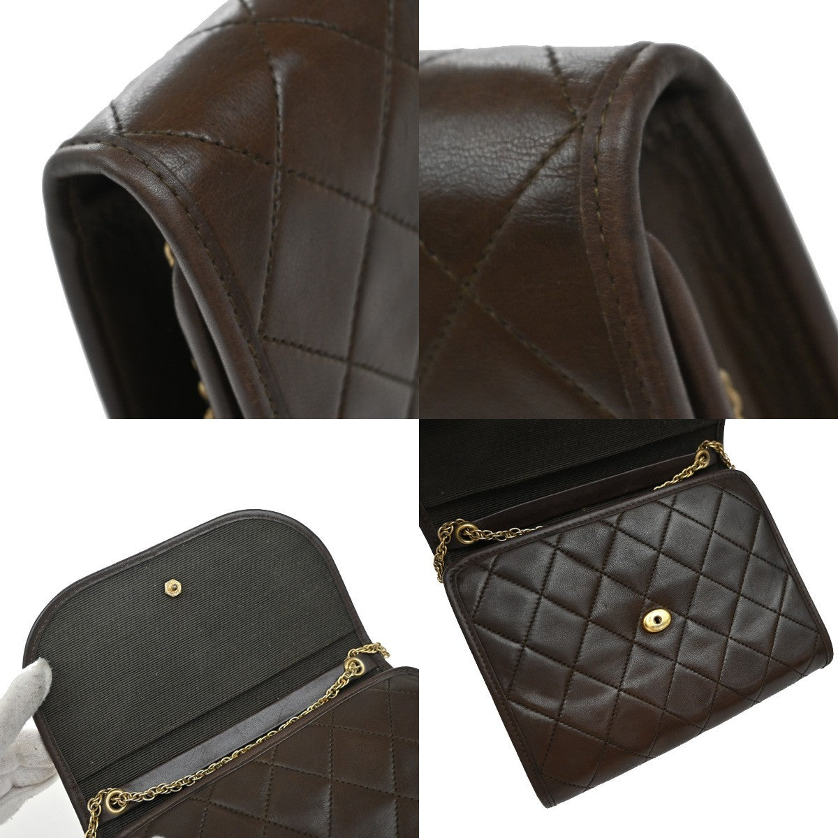 CHANEL CC Logo Mini Matelasse Chain Shoulder Bag Leather Black GHW 600RF626