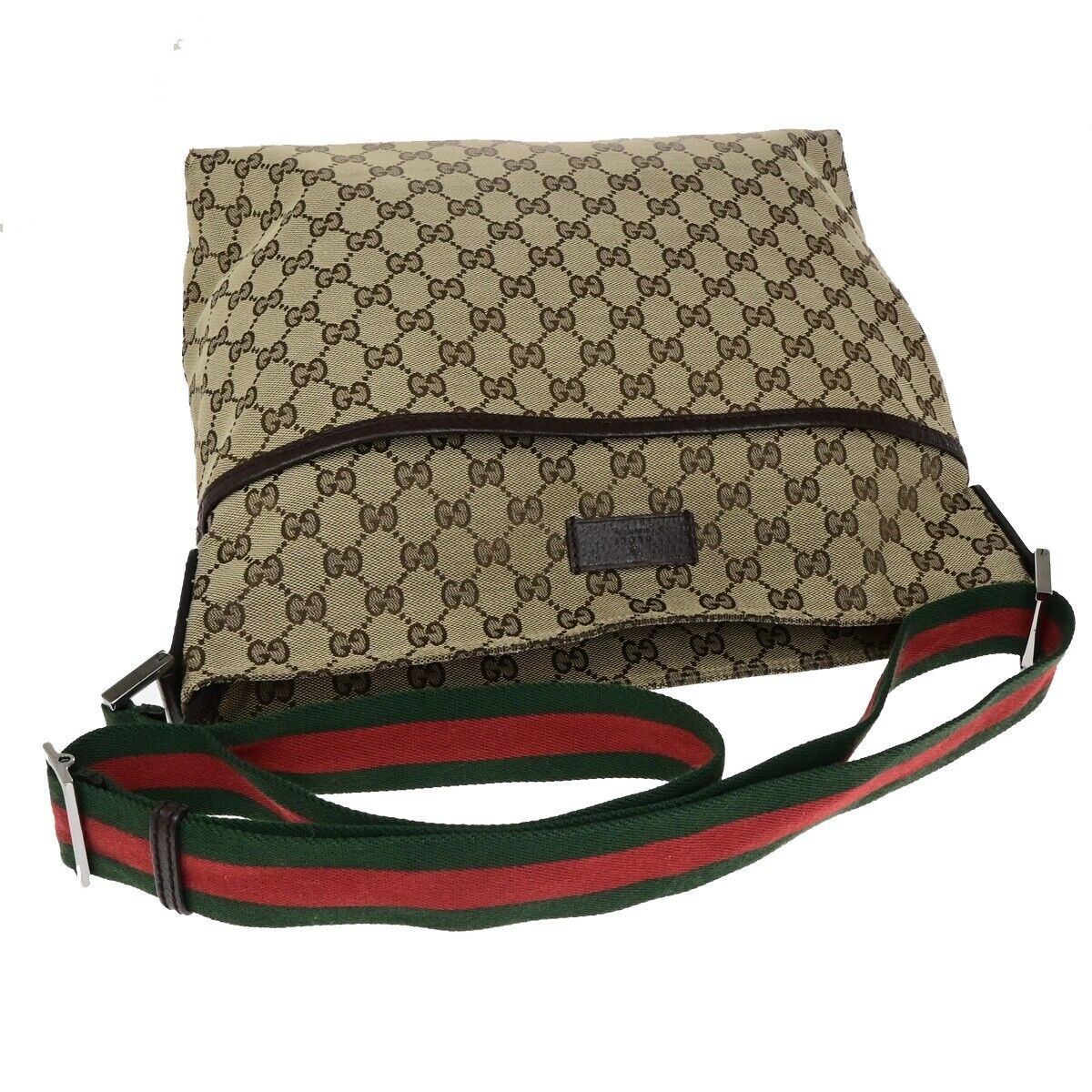 GUCCI GG Pattern Sherry Shoulder Bag Canvas Leather Brown SHW Italy 39ED283