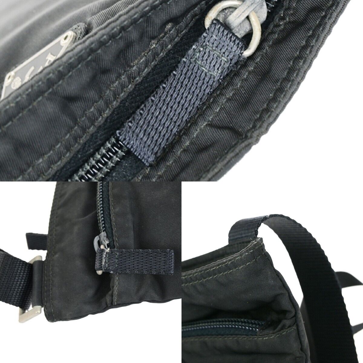 PRADA Logo Tessuto Crossbody Mini Shoulder Bag Nylon Leather Black SHW 68EC895