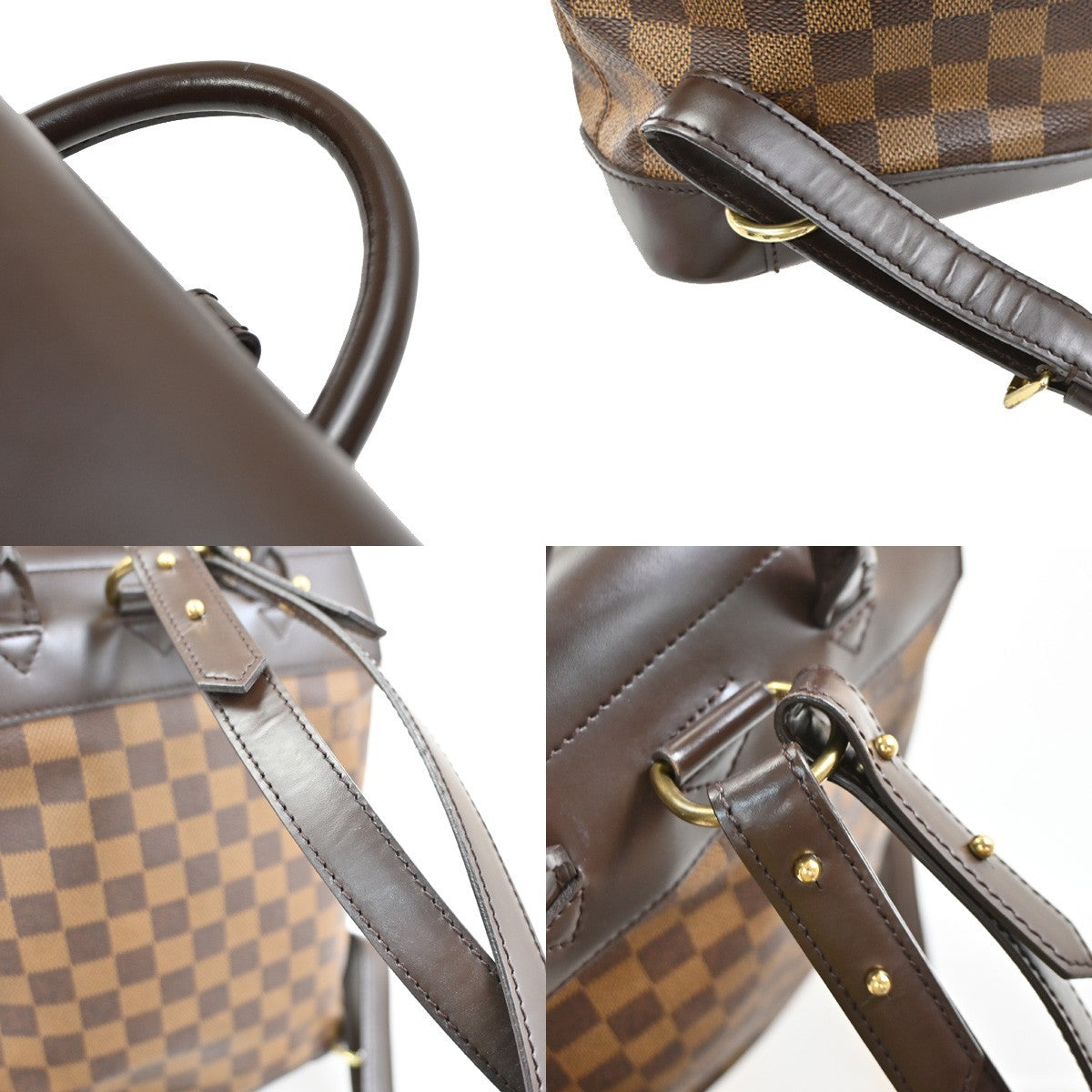 LOUIS VUITTON Logo Soho Backpack Bag Damier Ebene Leather Brown N51132 20SA057