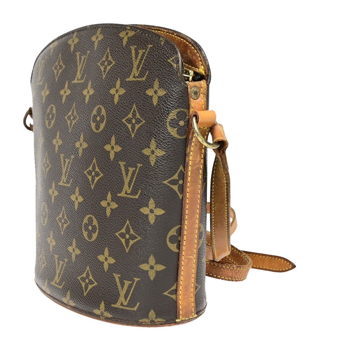 LOUIS VUITTON Logo Drouot Shoulder Bag Monogram Leather Brown M51290 31EB534