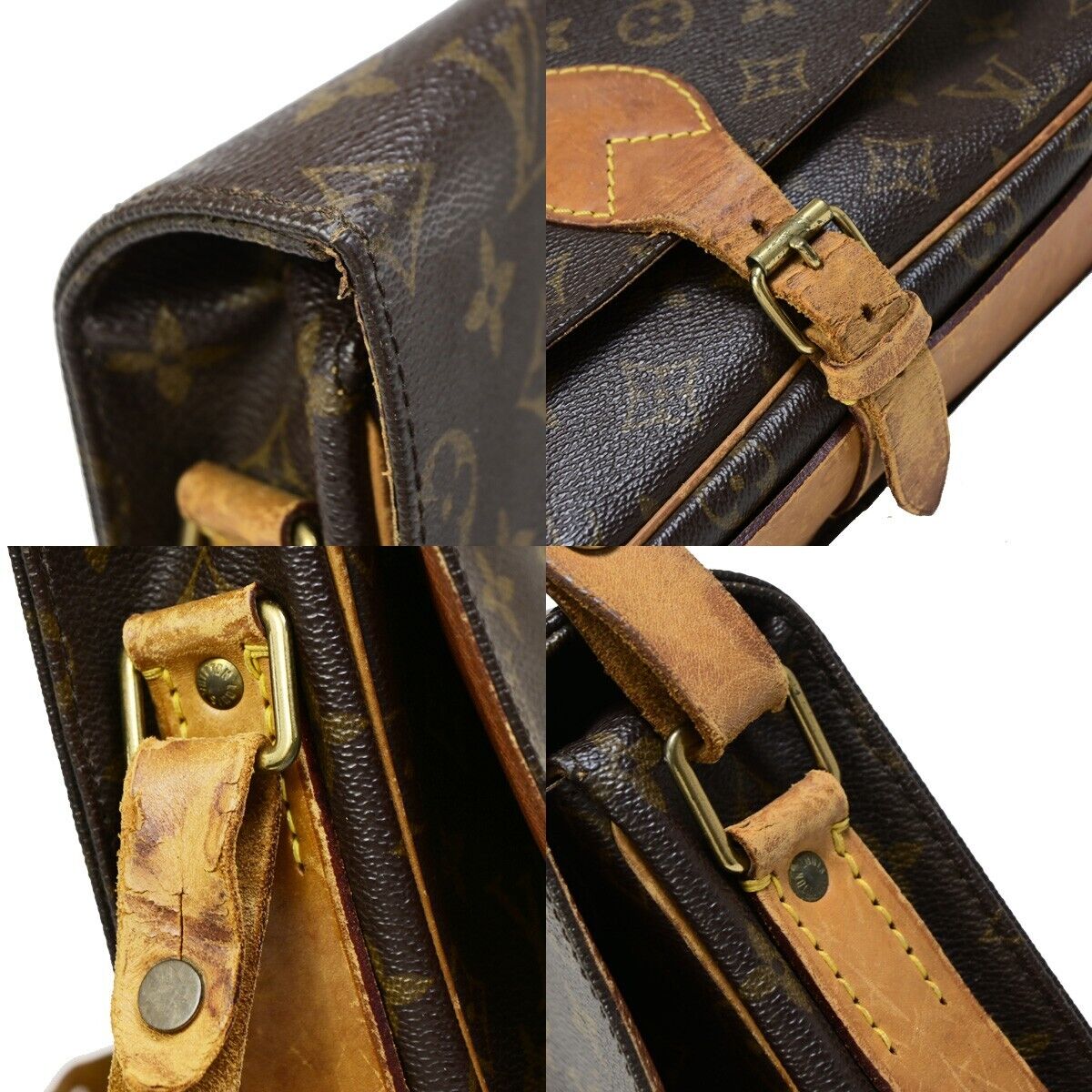 LOUIS VUITTON Cartouchiere GM Shoulder Bag Monogram Leather Brown M51252 65EB522