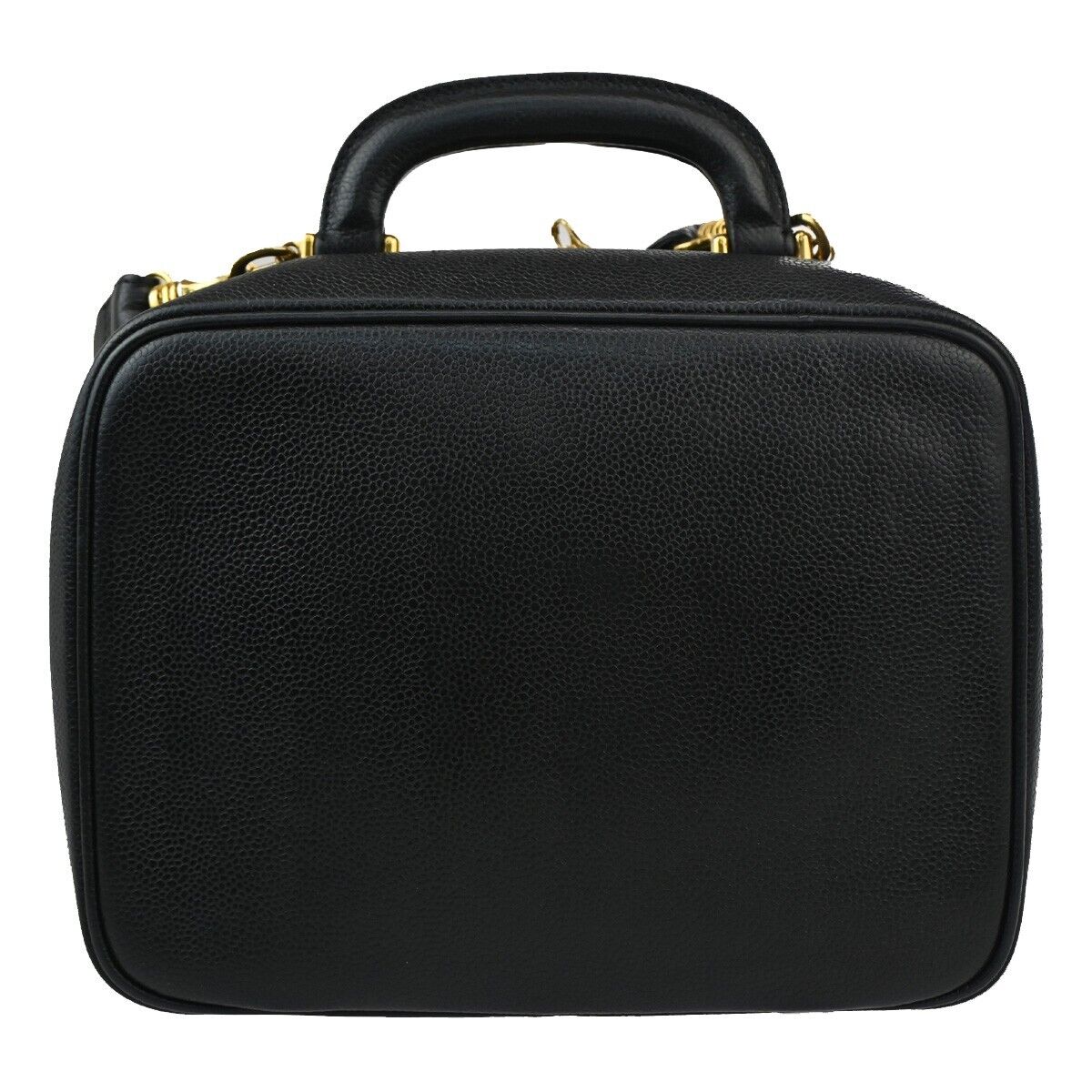 CHANEL CC Logo Vanity Cosmetic 2Way Hand Bag Caviar Leather Black GHW 304RJ716