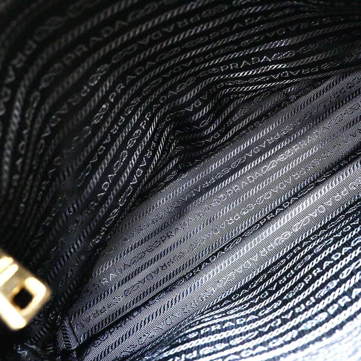 PRADA Logo 2Way Shoulder Hand Bag Vitello Phenix Leather Black GHW 99RK794