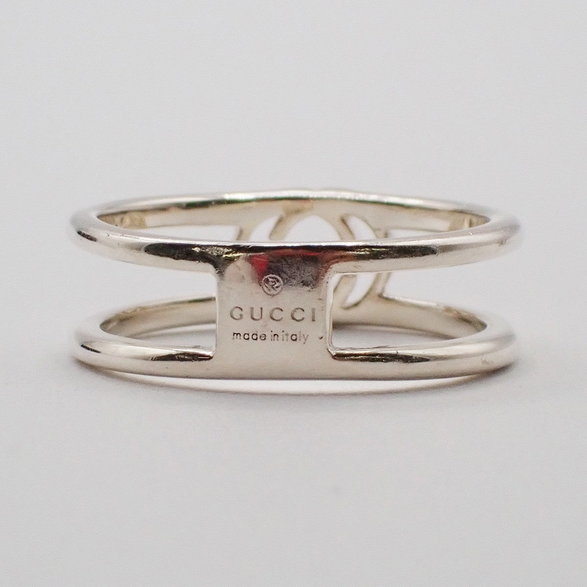GUCCI Logo Interlocking G Ring Sterling Silver Size JP 12 US 6.5 Italy 60EF899