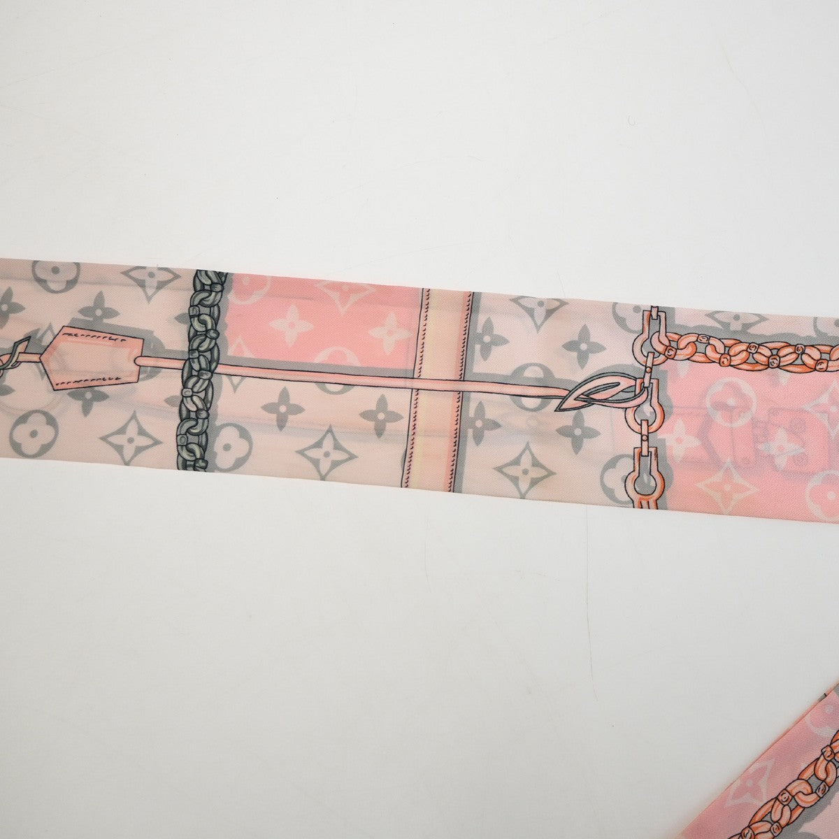 LOUIS VUITTON Monogram Confidential Bandeau Scarf 100% Silk Pink M70637 09MA606