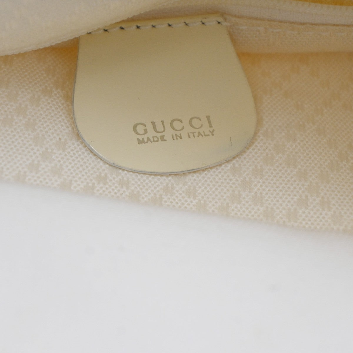 GUCCI Logo Bamboo Tote Handbag Nylon Patent Leather White SHW Italy 66KC967