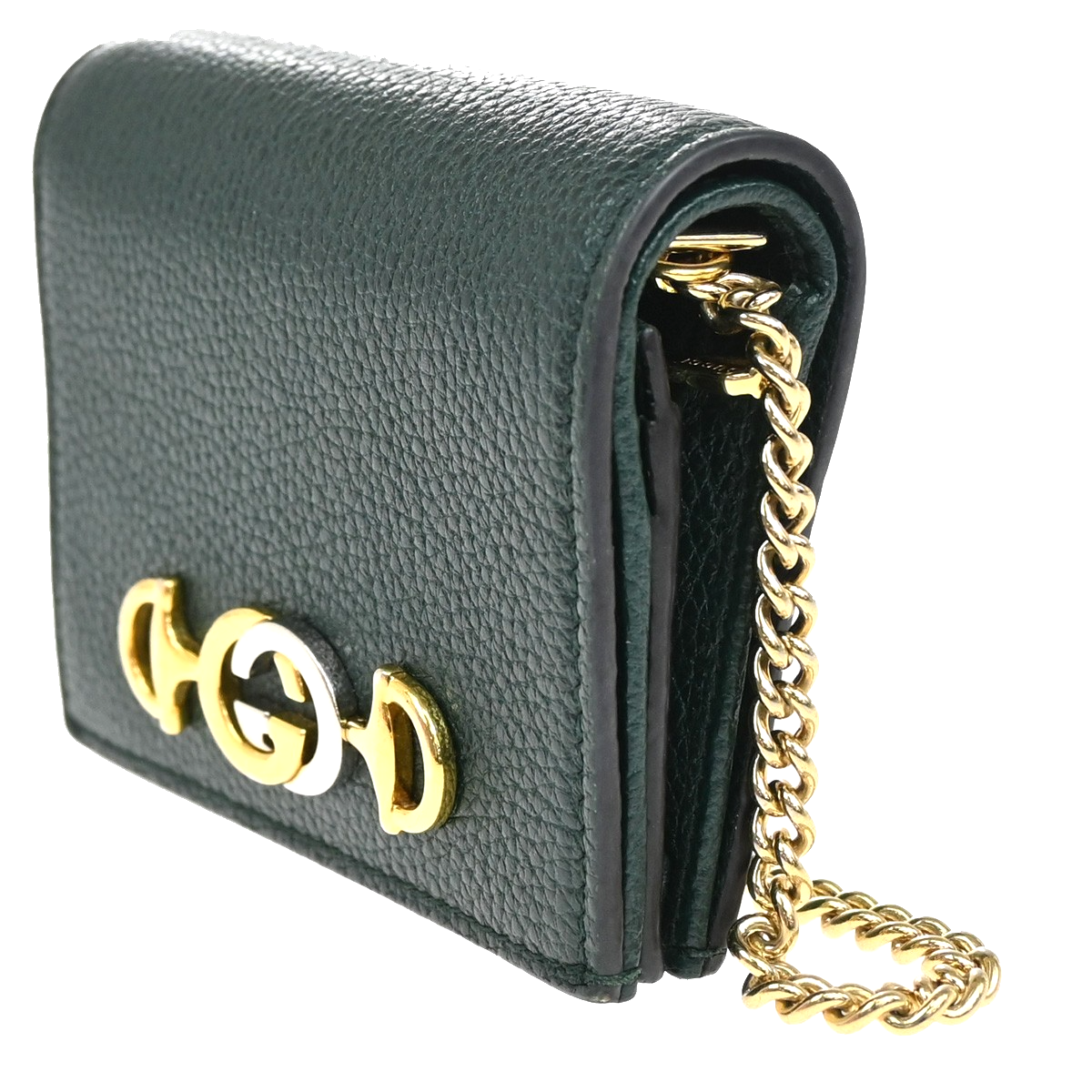 GUCCI G Horsebit Bifold Wallet Leather Green GHW Italy 34RL598