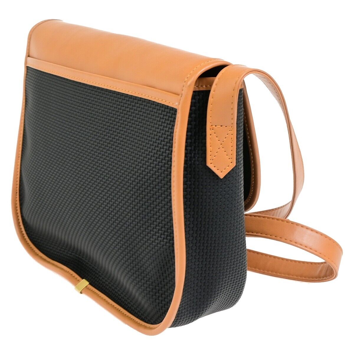 YVES SAINT LAURENT YSL Logo Crossbody Shoulder Bag PVC Leather Brown BK 60FB372